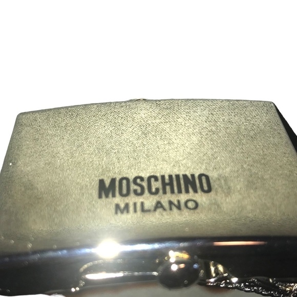 Moschino Logo Box Frame Buckle Webbing Belt Logo Tape Mens New - Picture 2 of 10